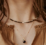 Choker N°58 | tygrysie oko, turkus, perła 