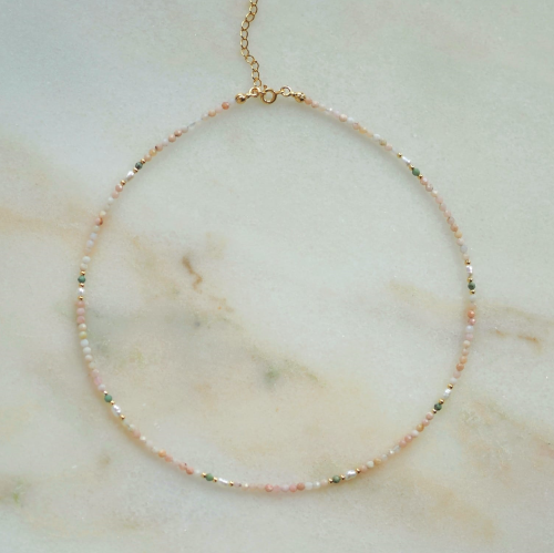 Naszyjnik choker N°39 | opal, turkus, perła
