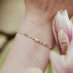 Bransoletka N°179 | perła, kwarc różowy, prehnit, apatyt