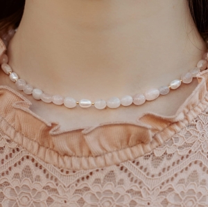 Choker N°67 | kwarc różowy, perła