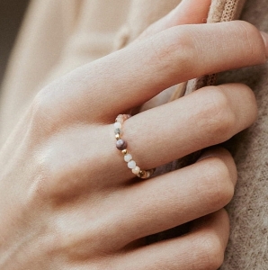 Pierścionek N°56 | opal, rodonit