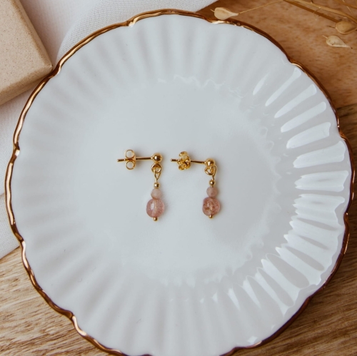 Kolczyki N°1 | turmalin, kwarc truskawkowy