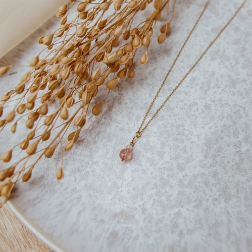 Naszyjnik N°8 | turmalin, kwarc truskawkowy