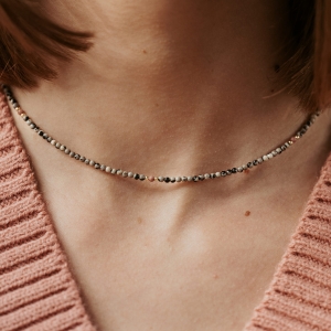 Choker N°74 | jaspis dalmatyński, rodonit 