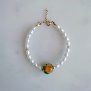 Bransoletka Pumpkin Pearl | perła, szkło 