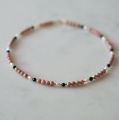 Naszyjnik choker N°18 | rodochrozyt, onyks, perła