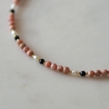 Naszyjnik choker N°18 | rodochrozyt, onyks, perła