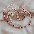 Naszyjnik choker N°18 | rodochrozyt, onyks, perła