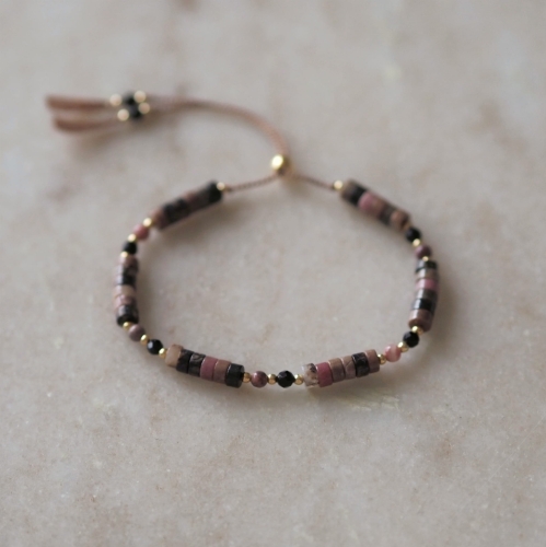 Bransoletka N°72 | rodonit, onyks