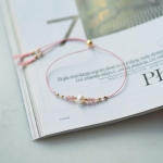 Bransoletka N°83 | perła, kwarc truskawkowy, kryształ górski, kamień księżycowy