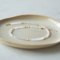 Naszyjnik choker N°37 | kamień księżycowy, perła, opal