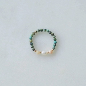 Pierścionek N°38 | opal, turkus, perła