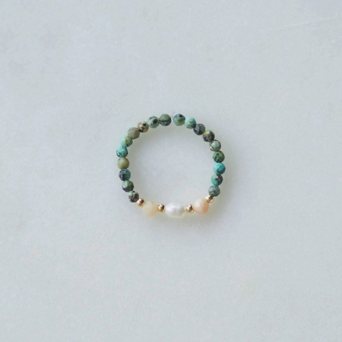 Pierścionek N°38 | opal, turkus, perła